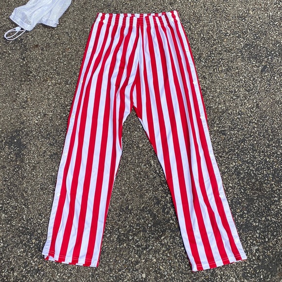 Indiana Hoosier red white striped clown tear away button clip on pants -NOT NIKE - Picture 1 of 4